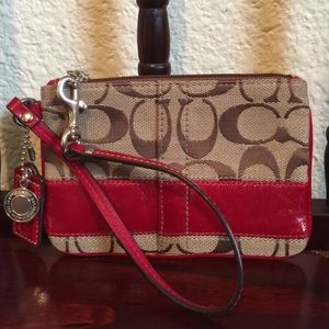 Coach signature stripe wristlet